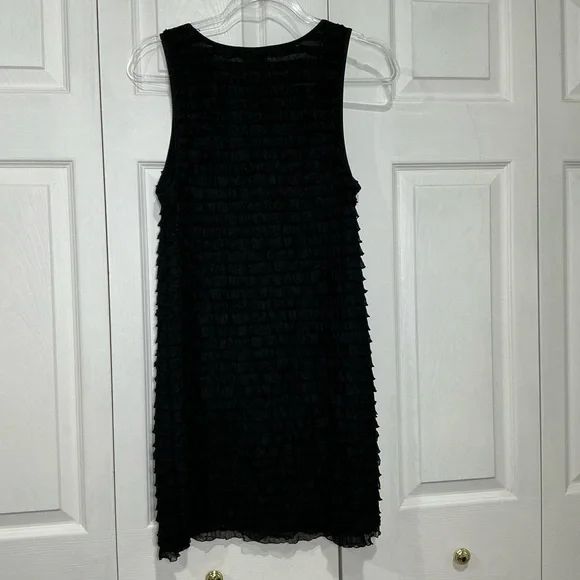 🤎 Free People Black Ruffle Mini Tank Dress - Size Medium - Picture 5 of 8